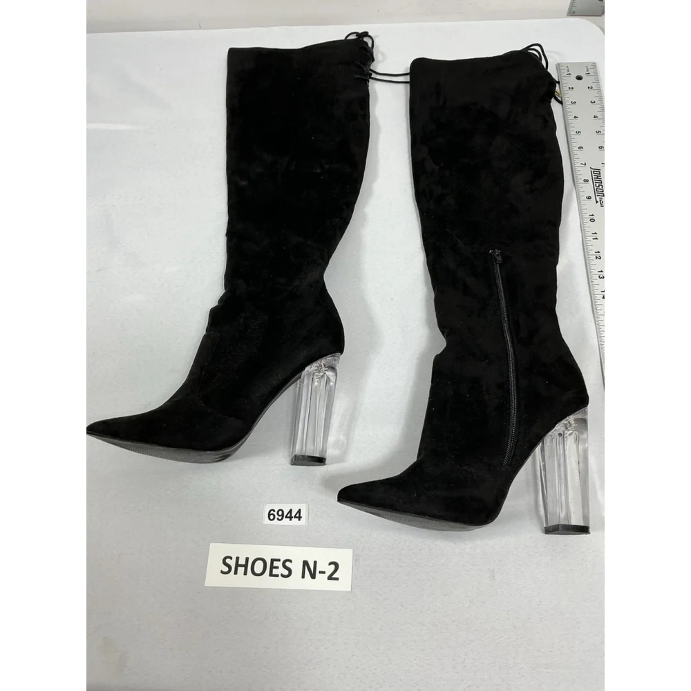 Womans Excellent Condition Shoe Dazzle Sassy Otk Boots Size 9 Black Heel Zip